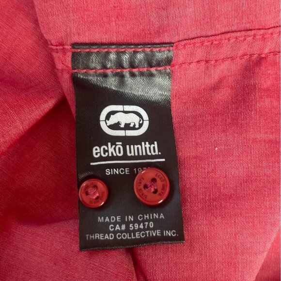 Ecko Unltd Chambray Short Sleeve Shirt Mens 3XL Red New - Picture 8 of 11